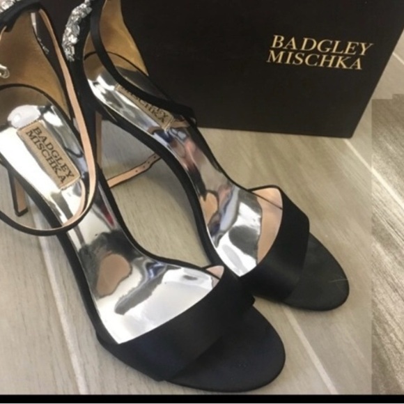 Badgley Mischka Bartley Rhinestone Black Heels - Picture 4 of 5